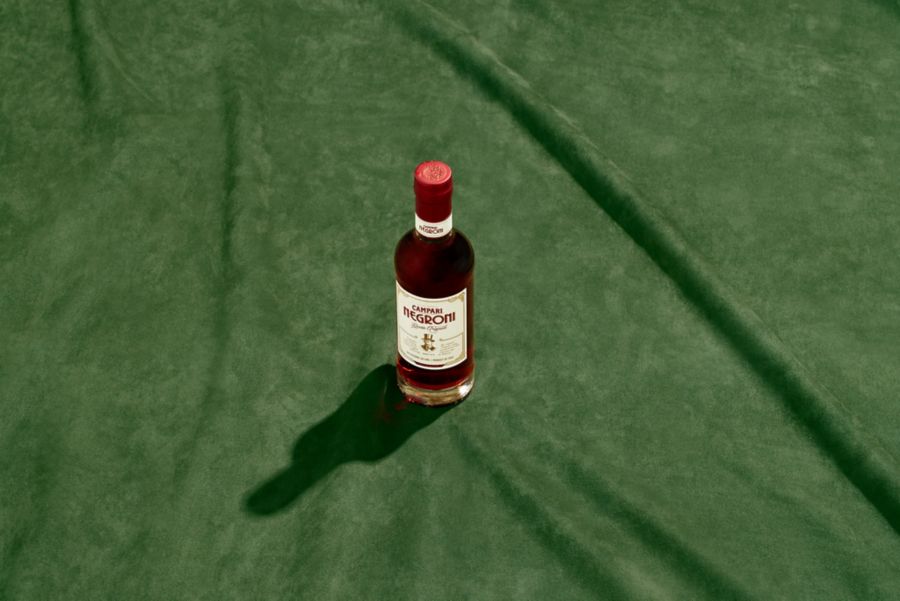 A bottle of Campari Negroni