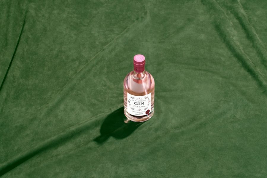 A bottle of La Plancheliere French Craft Pink Gin