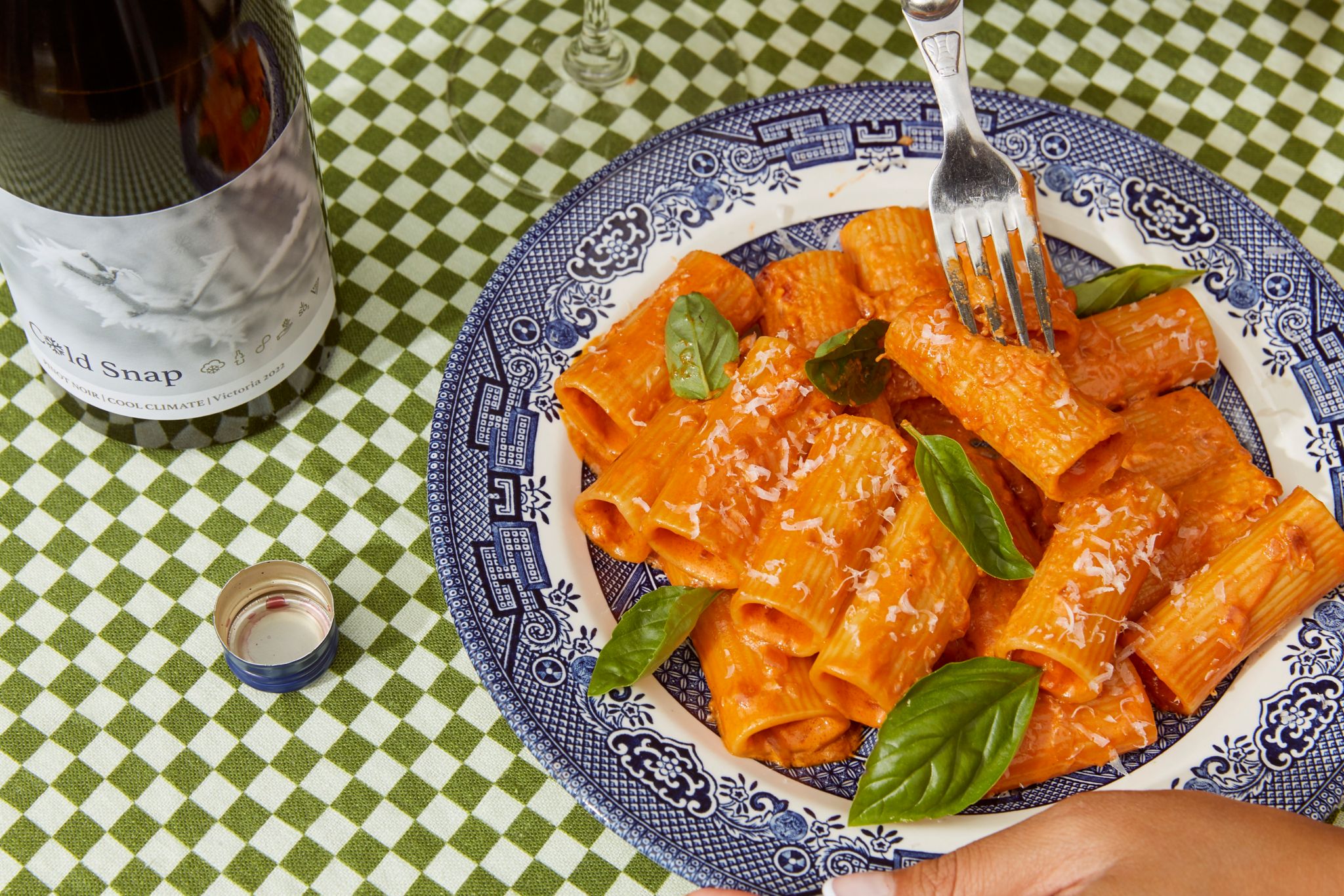 Cold Snap Cool Climate Pinot Noir with tasty pasta alla vodka