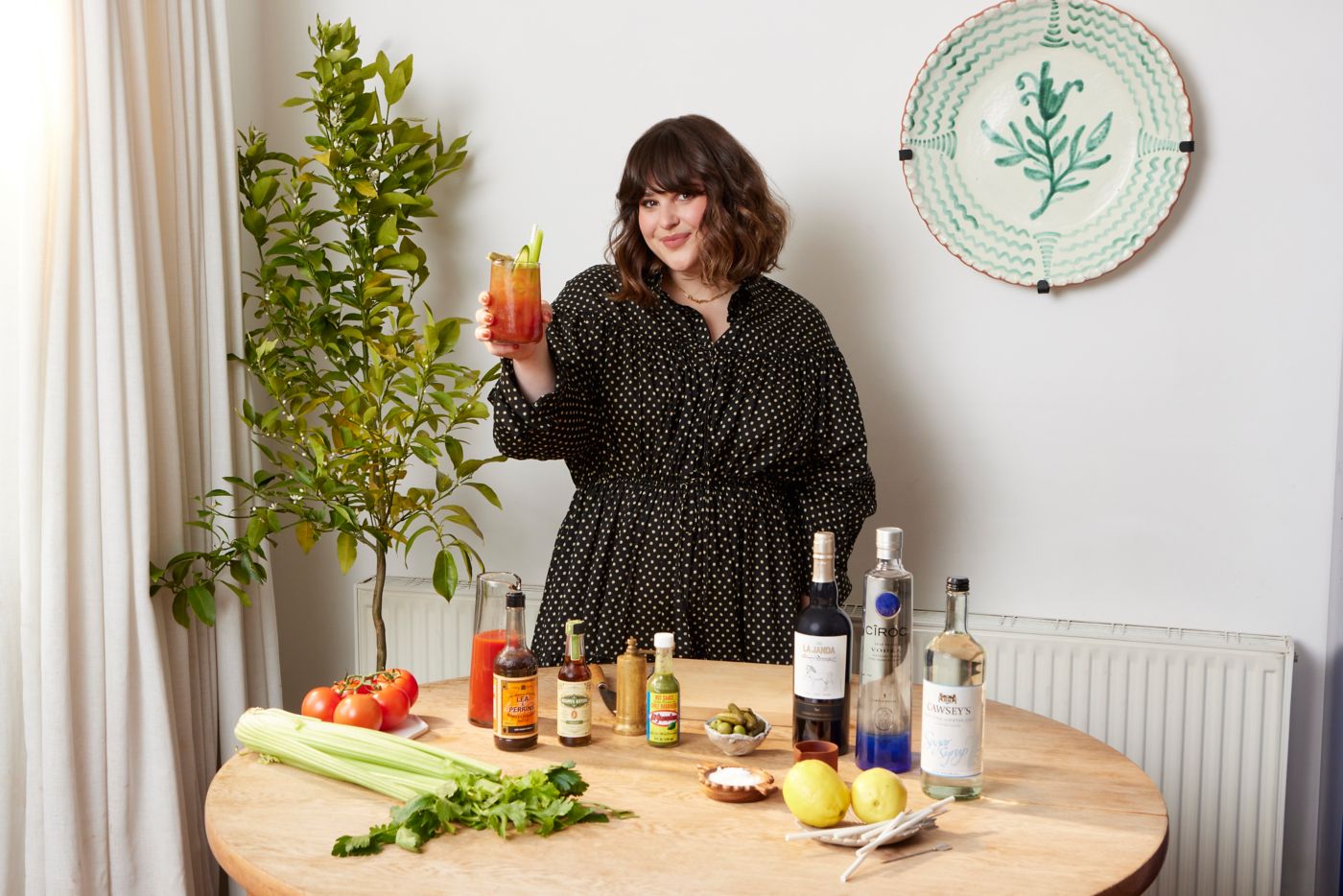 Julia Bussutil-Nishimura with the Sherry Bloody Mary cocktail