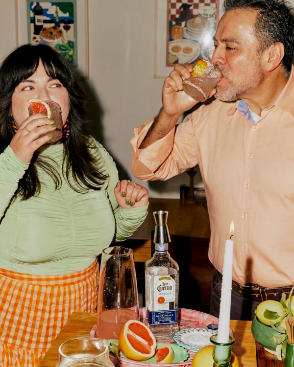 Lara and Pedro drinking Paloma cocktail with Jose Cuervo Tequila