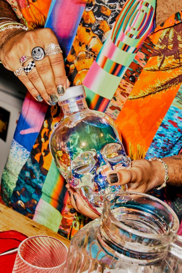 Sean opening bottle of Crystal Head vodka