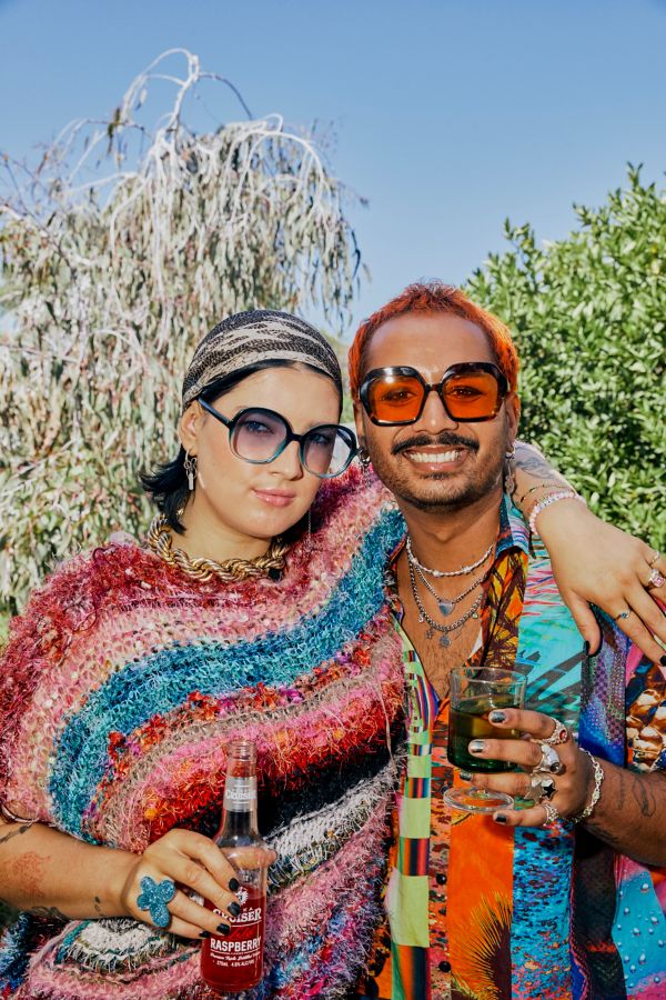 Ella and Sean enjoying a drink outside