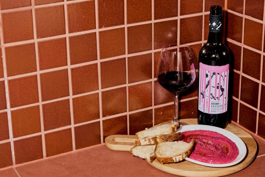 The Grant Burge KRINK x Barossa Ink Shiraz with beetroot hummus
