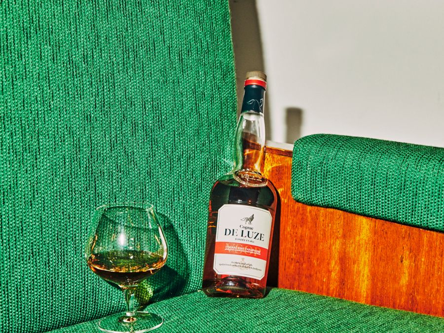 A bottle of De Luze Cognac