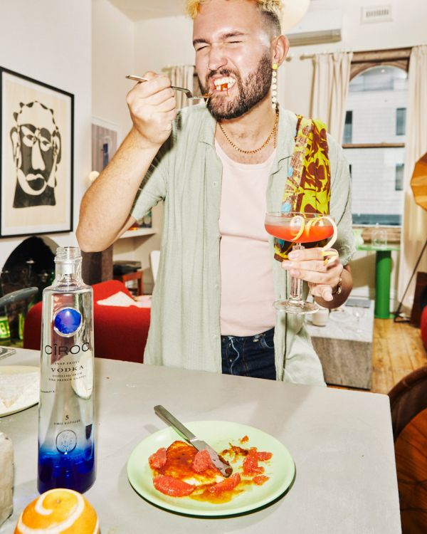 Conor Curran and his fried saganaki in Ciroc vodka