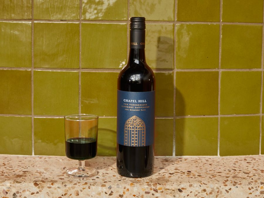 A bottle of the Chapel Hill Vinedresser Cabernet Sauvignon