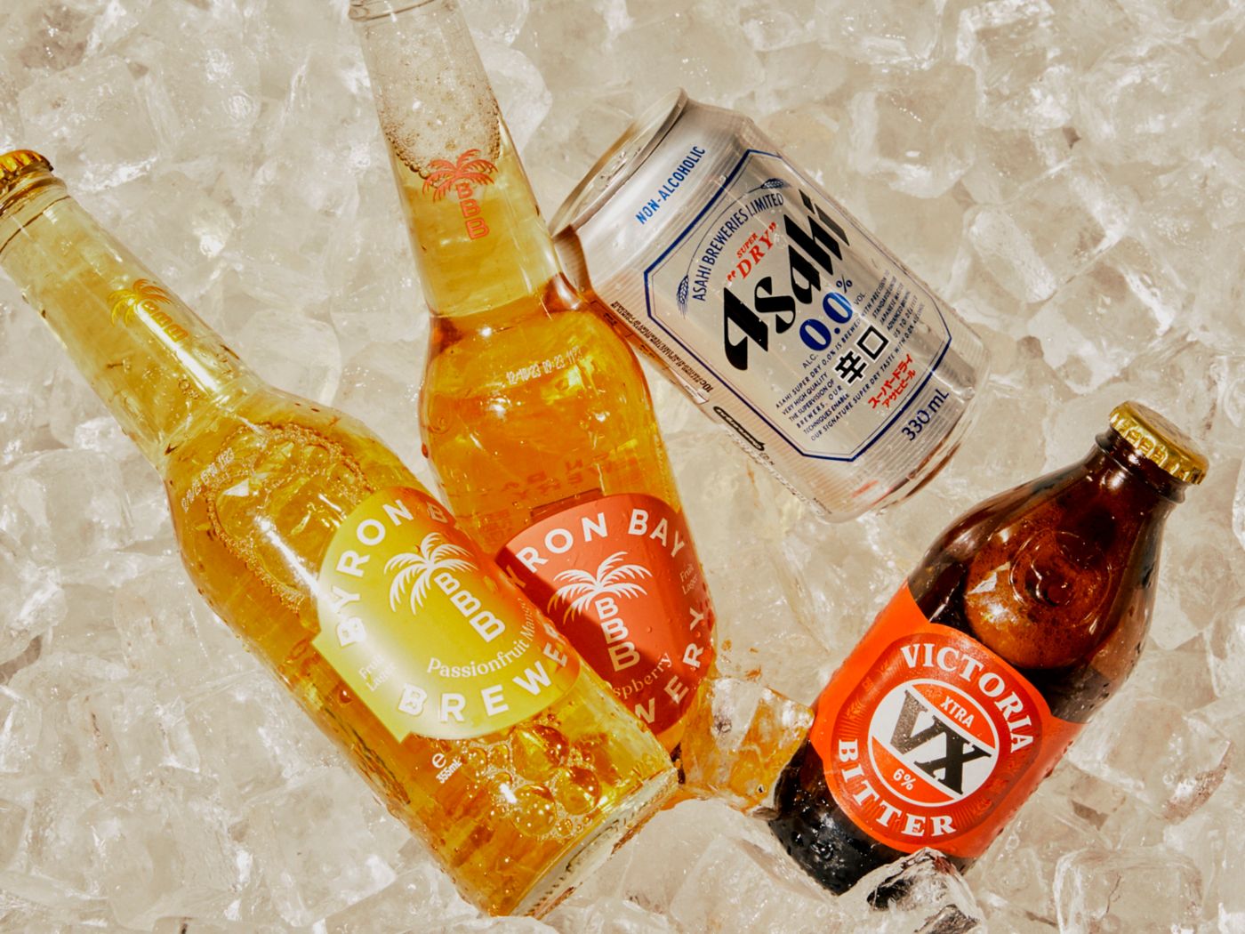 A selection of beers on ice