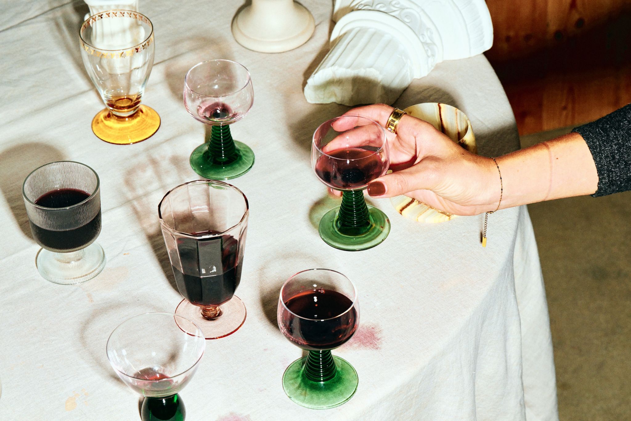 Wine service old colored glass Wine sherry Italian wine glass Colored -  Ruby Lane