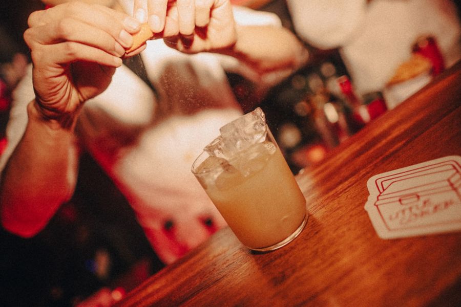 Finishing a cocktail at Little Cooler in Sydney