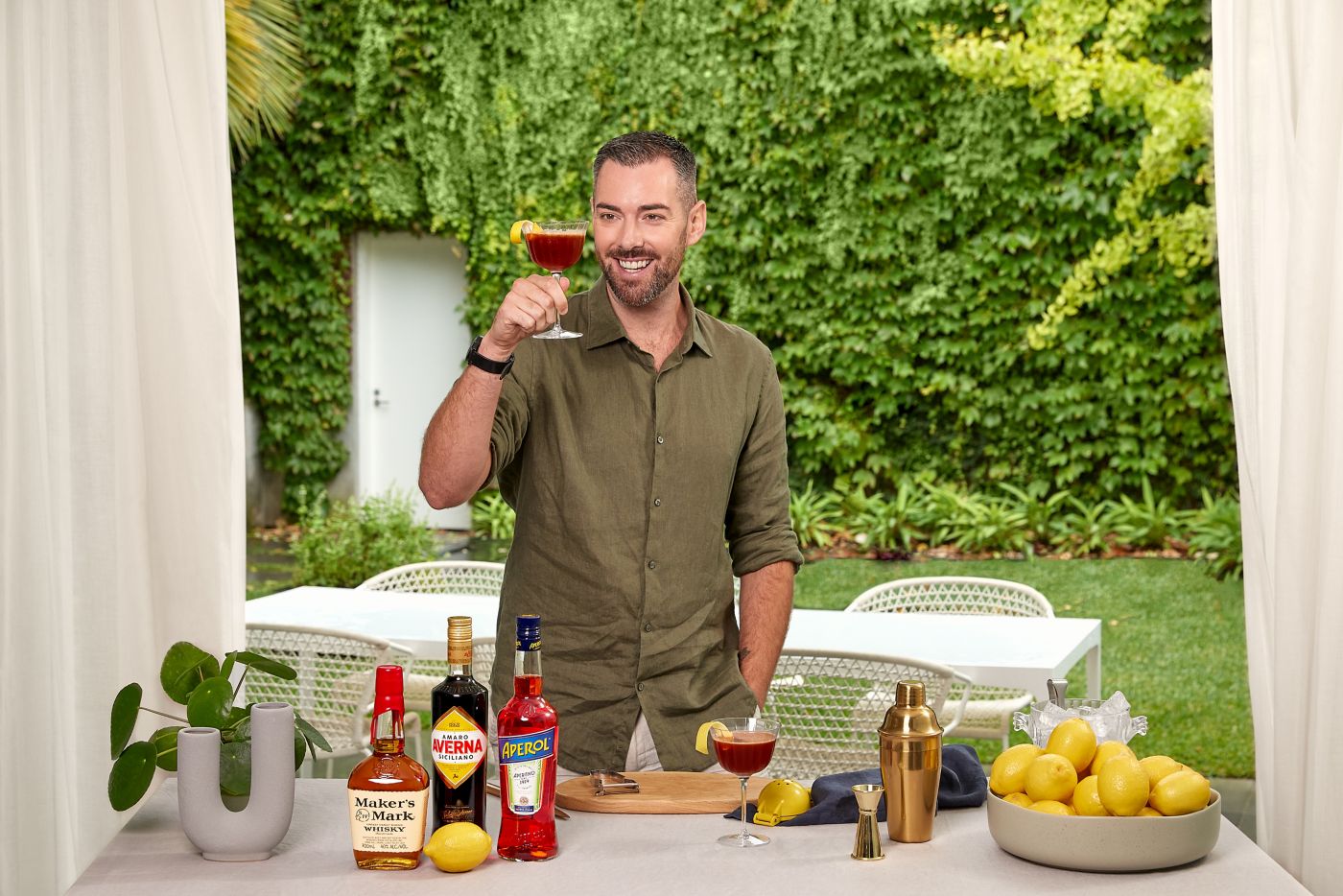 Ross Andrewartha with the Paper Plane cocktail