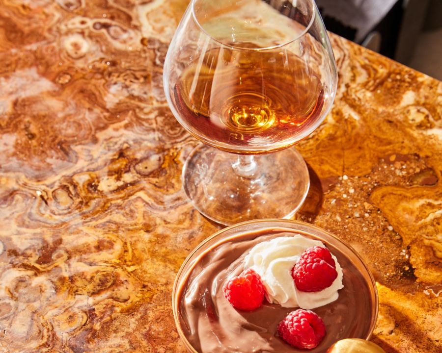 Brandy with chocolate mousse