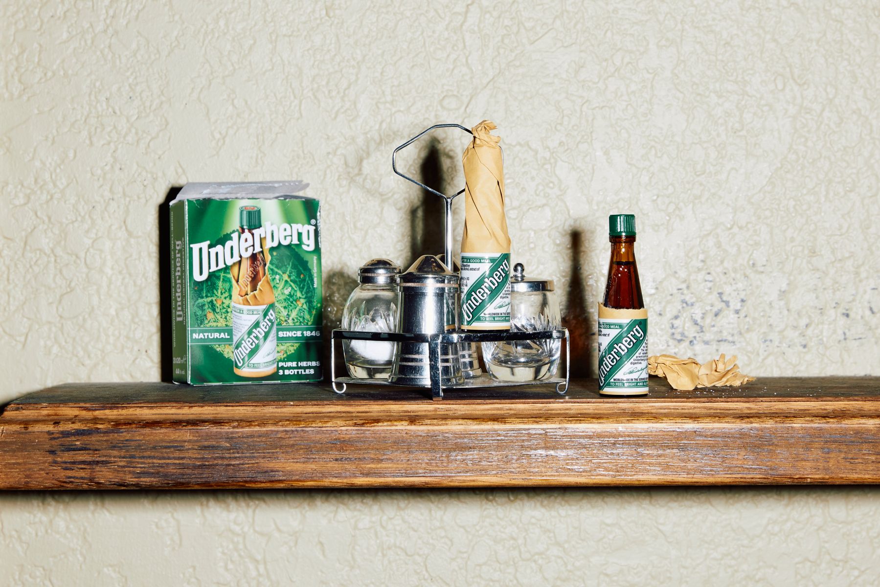 Underberg bitters with salt and pepper