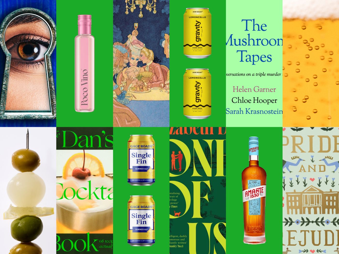 Covers of must-read summer books and drinks