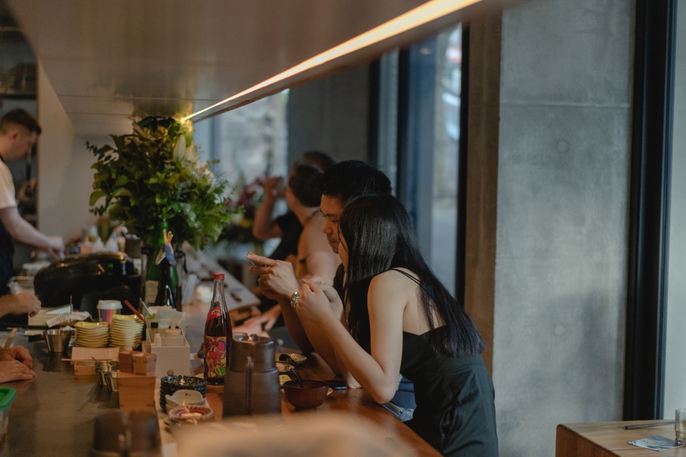 At the bar counter at Amuro in Sydney