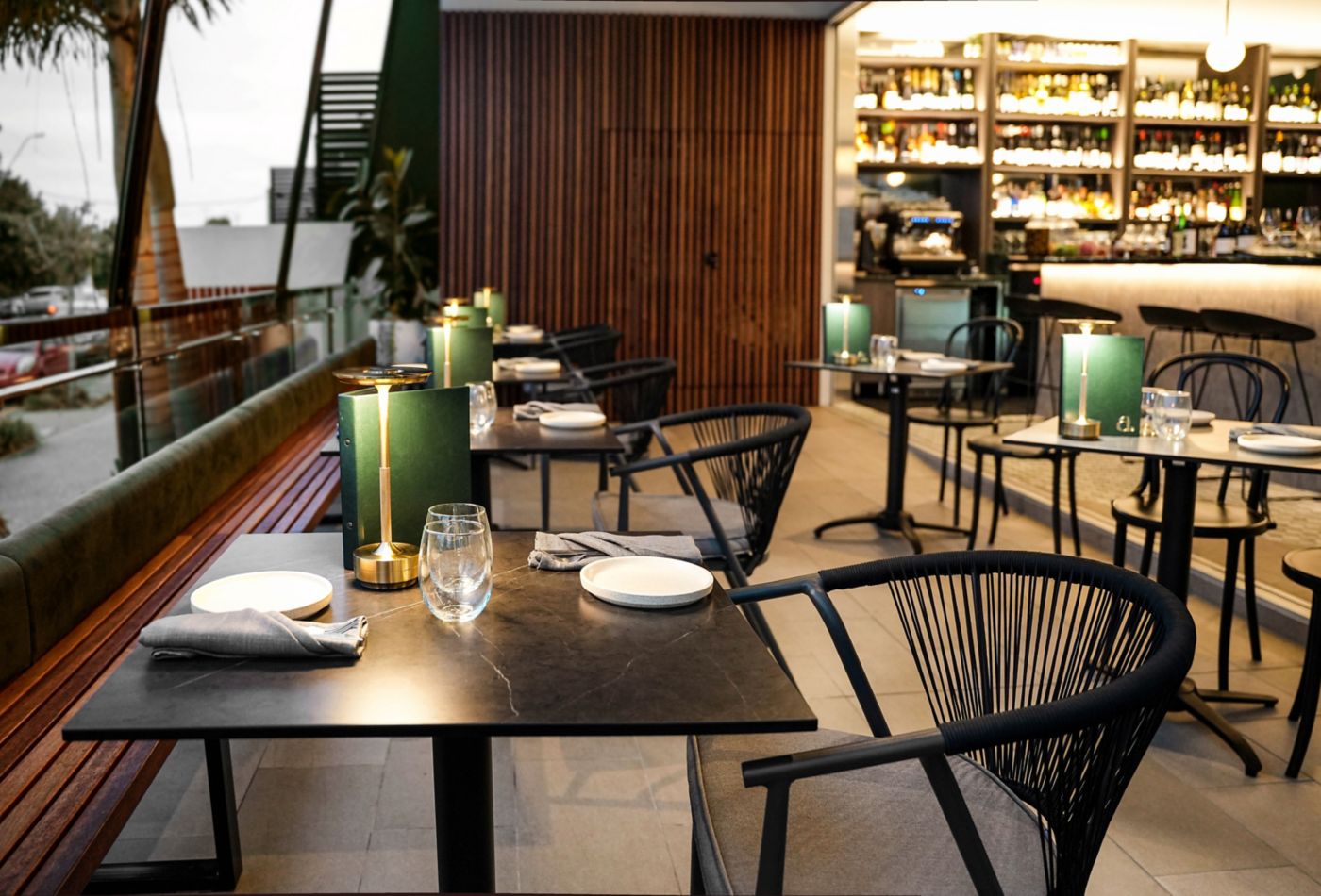 The outdoor terrace at Adelita Wine Bar