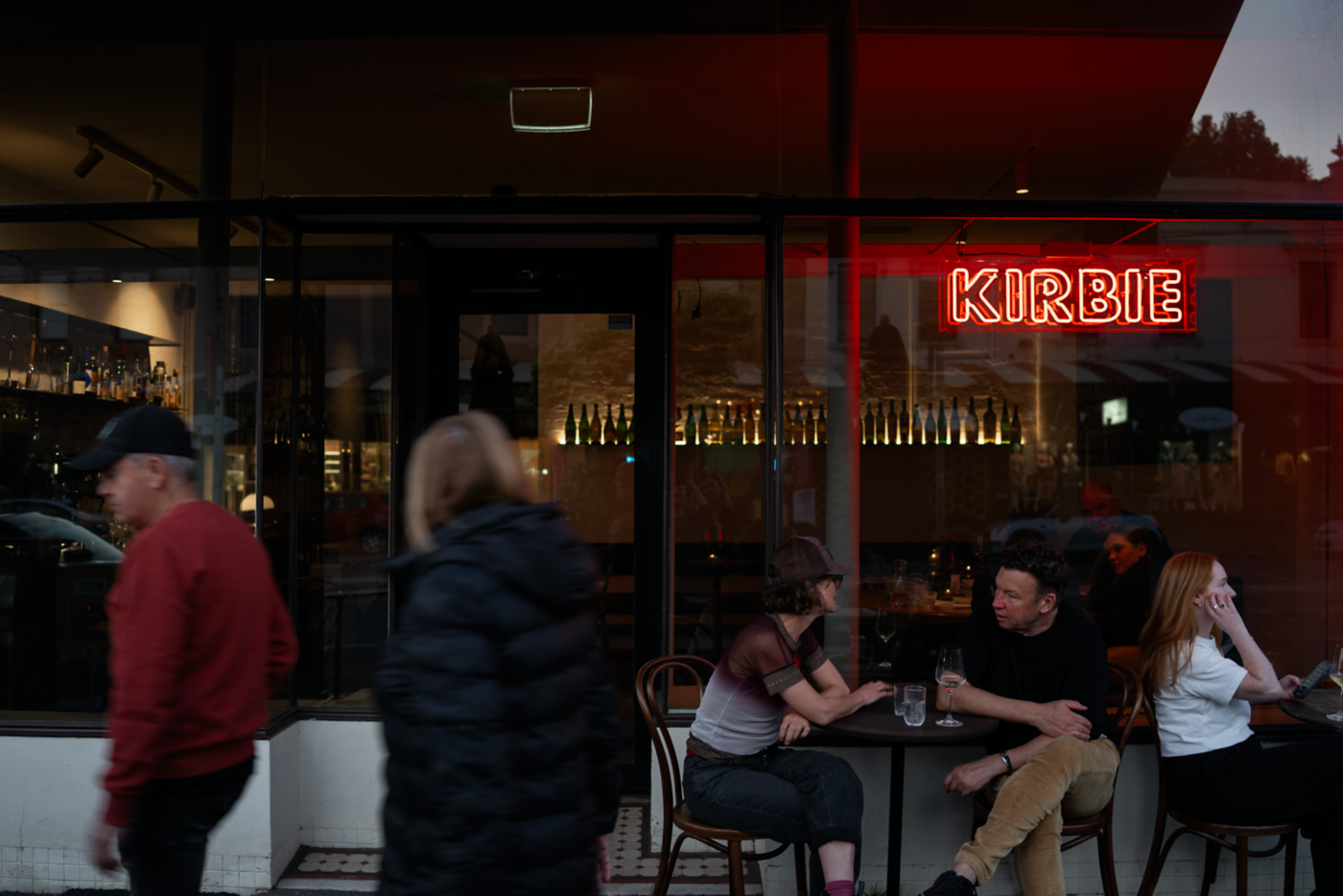 Patrons enjoying the outdoor tables at Kirbie in South Melbourne  