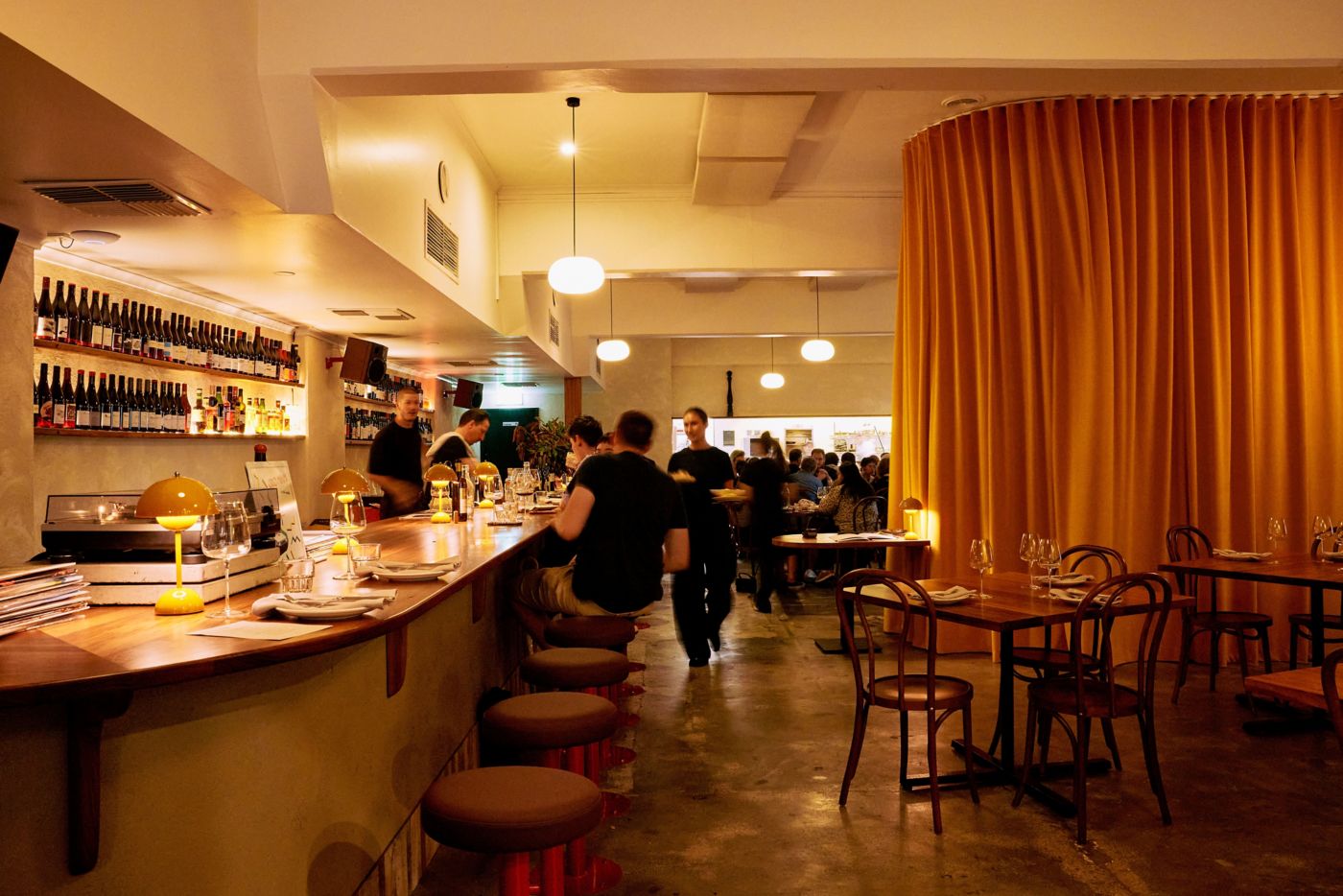 The bar and dining setting at Longplay Bistro in Adelaide