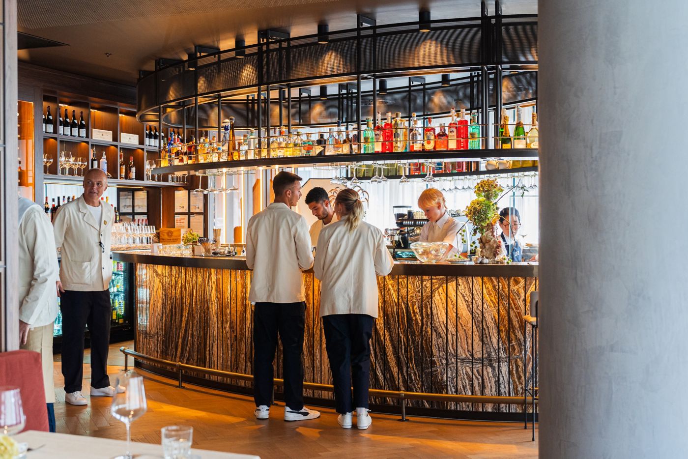 Staff at the bar in Lucia, Melbourne