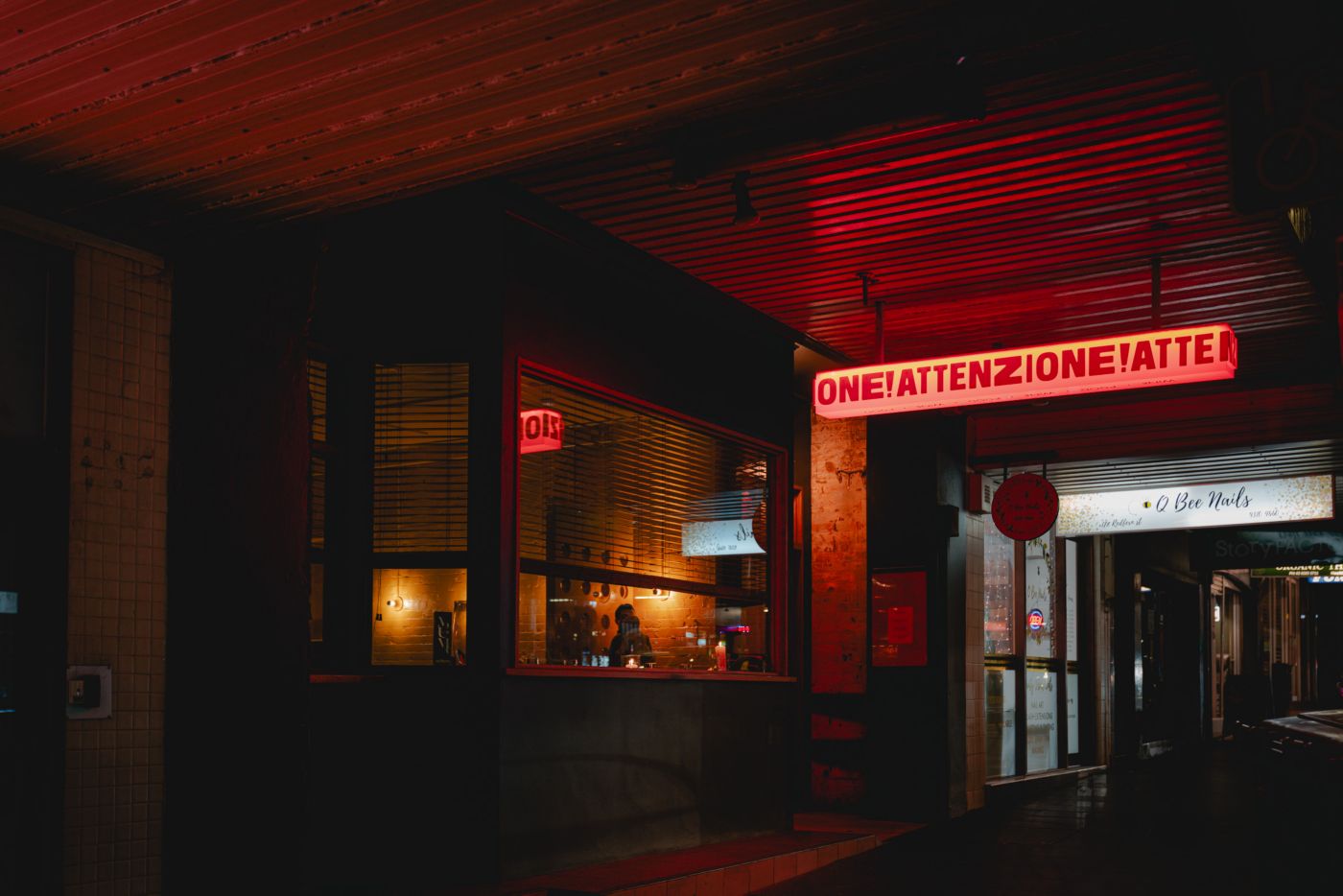 The entry to Attenzione, an Italian-inspired new restaurant in Redfern, Sydney