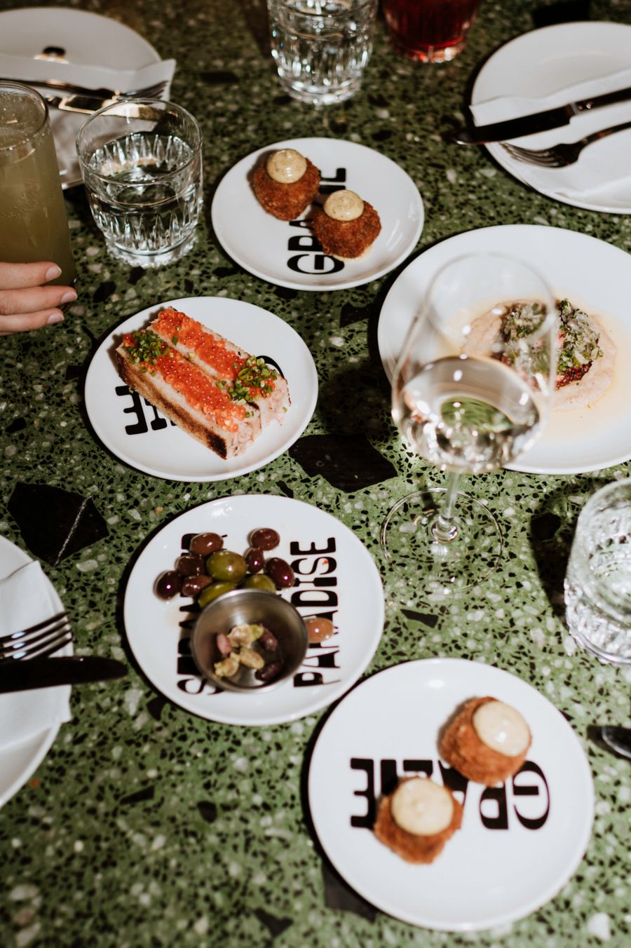 Cocktail and food served at Si Paradiso 