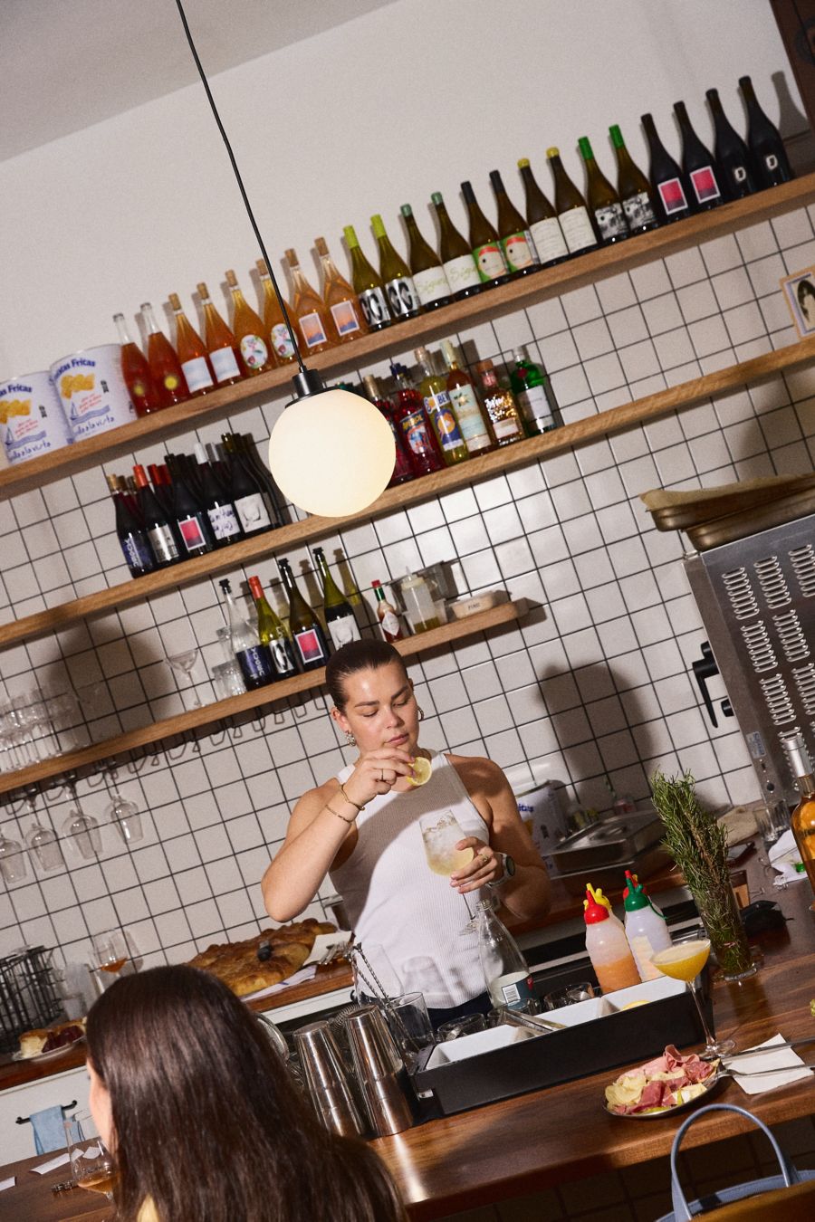 Behind the bar at Gracie's Wine Room in Melbourne