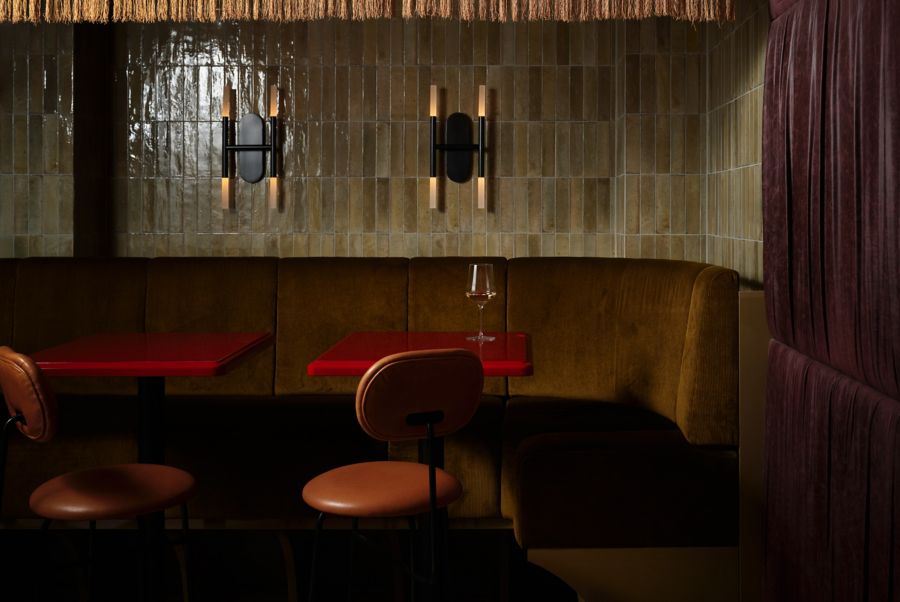 Plush banquettes inside Sydney's Bar Morris