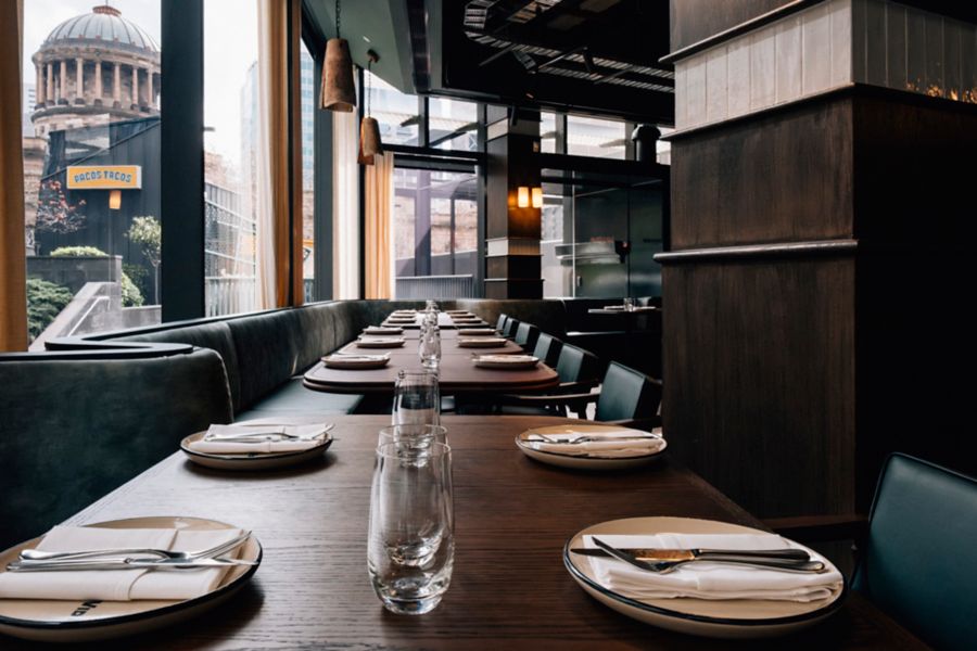 The banquette tables at MoVida Aqui in Melbourne