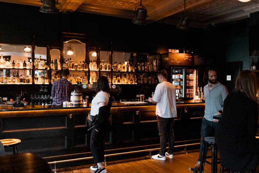 At the bar inside Bobbie Peels in North Melbourne