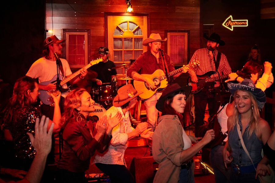 Live music and line dancing draws a crowd at Honky Tonk Blues in Fremantle