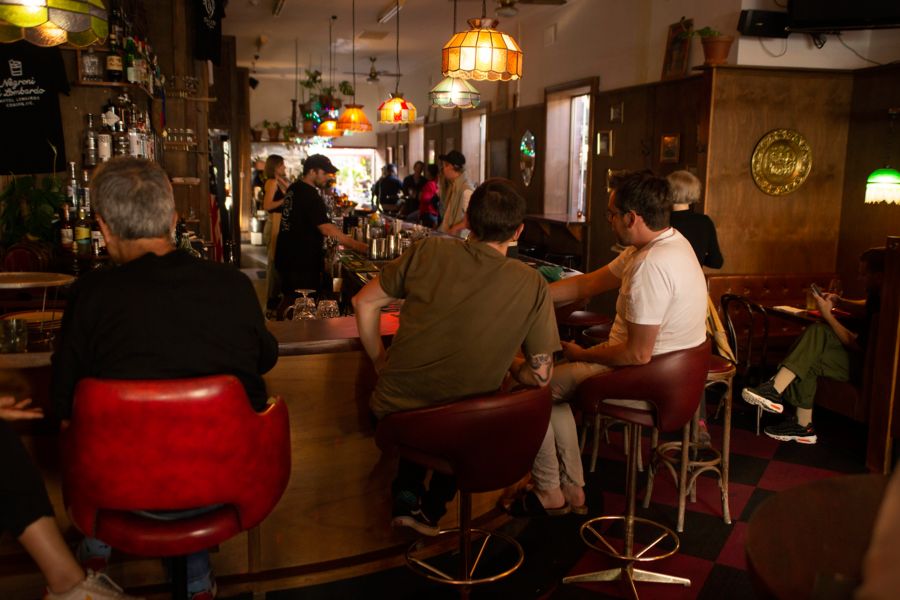 People sitting at Hotle Lombardo