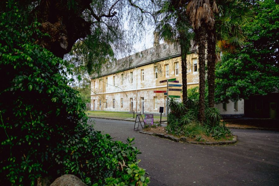 The historic facade at Abbotsford Convent, where Julie is located