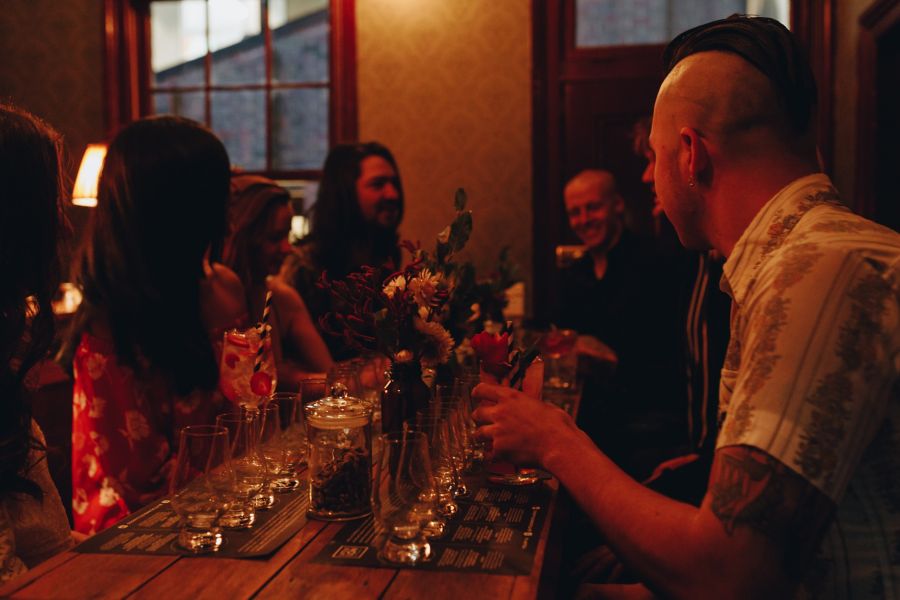 At the bar inside Little Lon Distilling Co