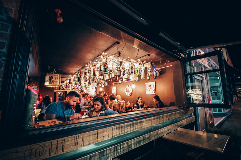 The bar counter at Bar Wa Izakaya