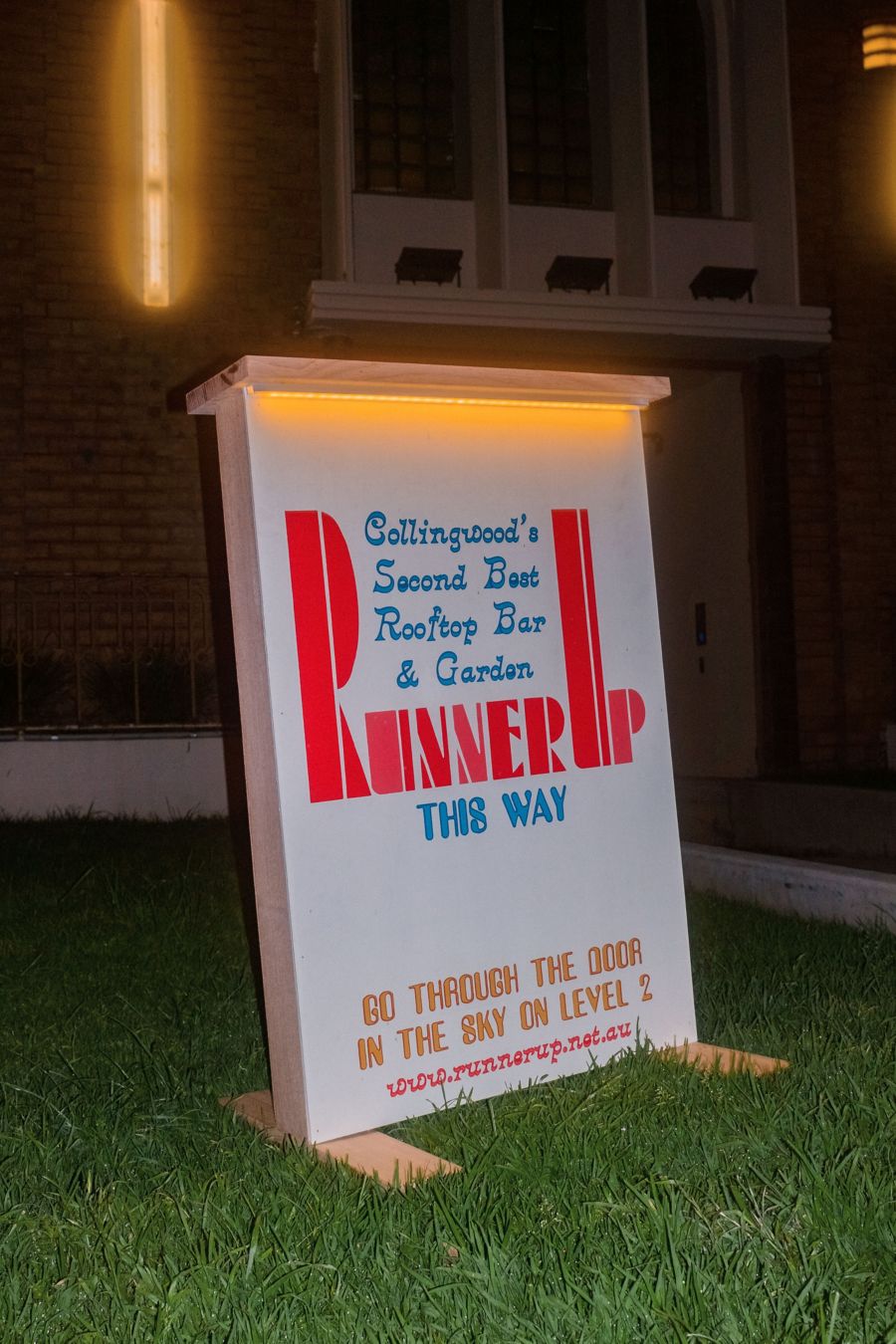 The entrance board at Runner Up