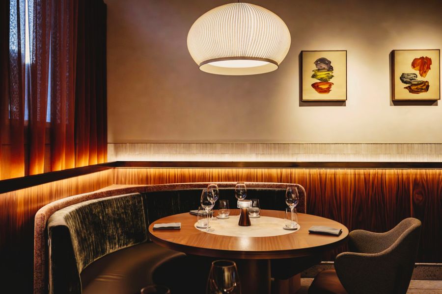 The booth seating at Saint Peter in Sydney