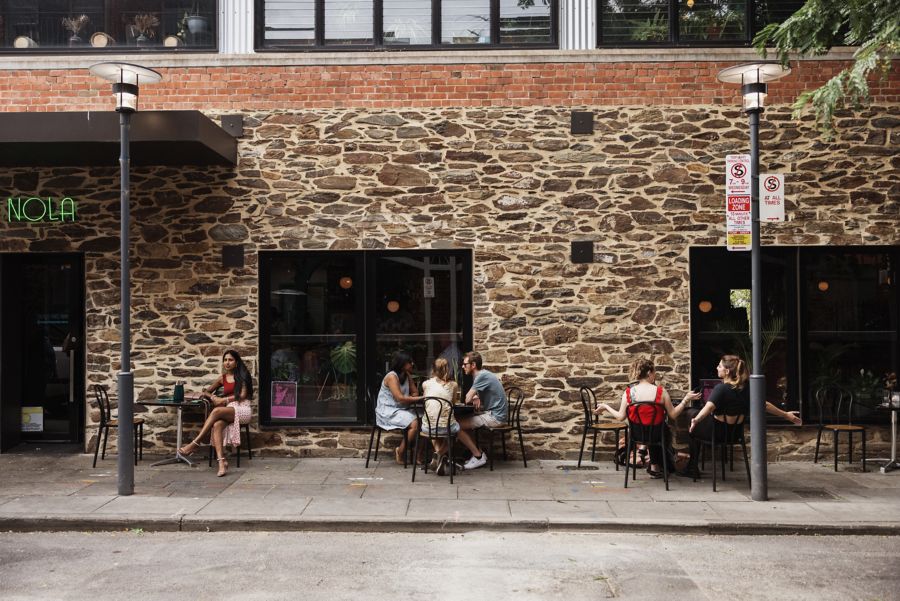 Outdoor seating at Nola