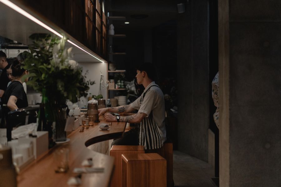 The bar counter at Amuro in Sydney