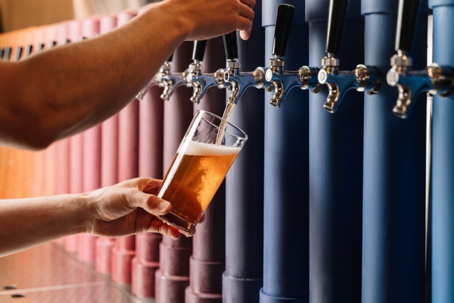 The colourful beer taps at Melbourne's new Bridge Road Brewers. 