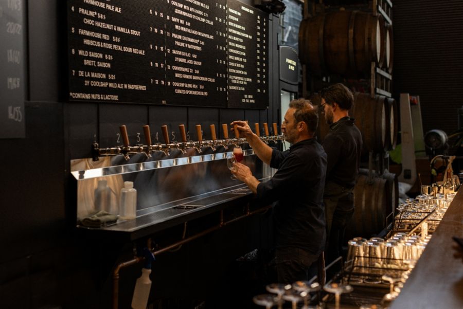 The beer taps at Bar La Sirène in Melbourne