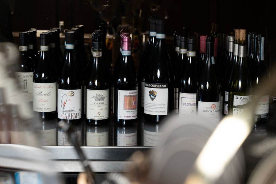 A line-up of Italian wines at Bar Olo in Melbourne
