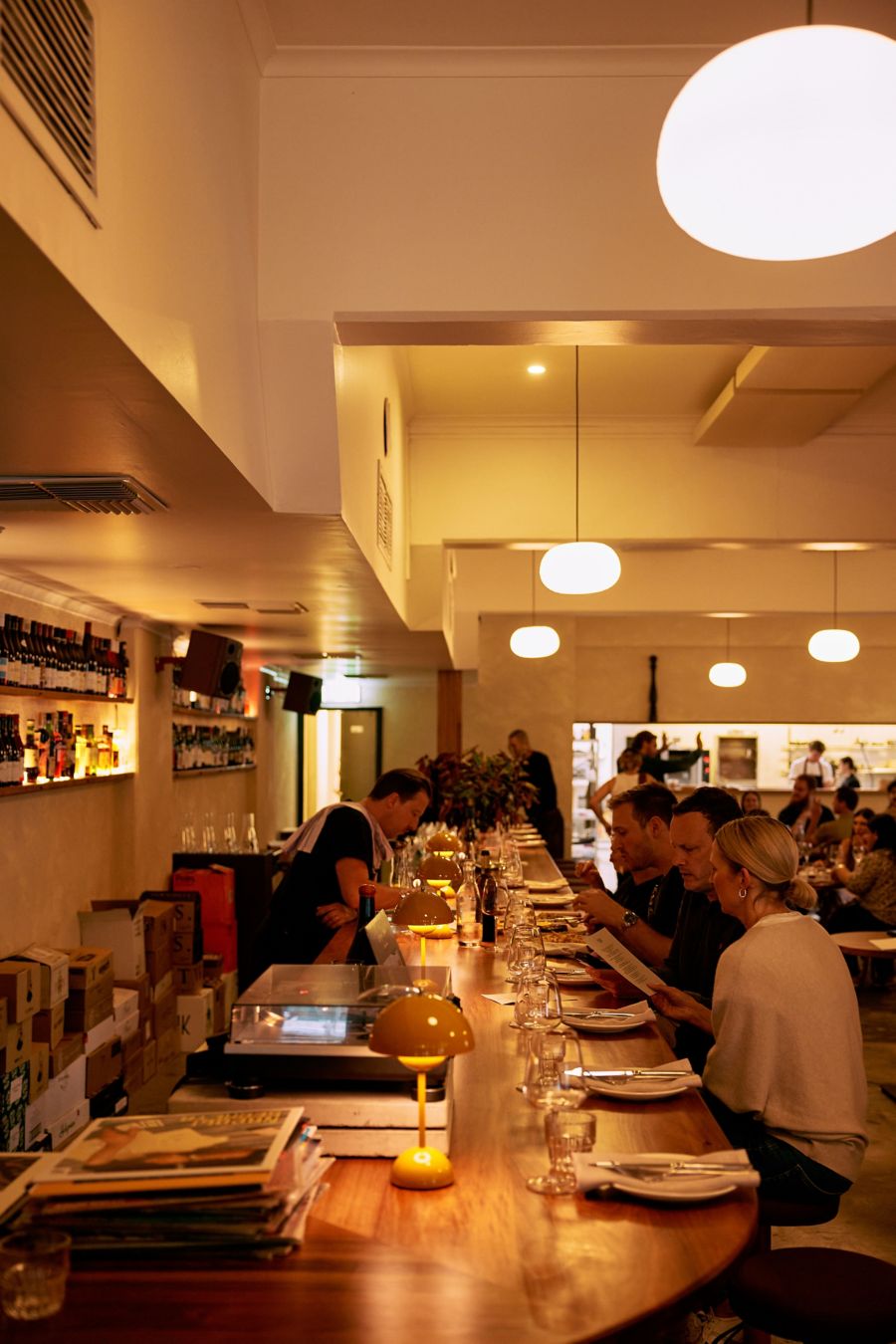 The bar counter at Longplay Bistro in Adelaide