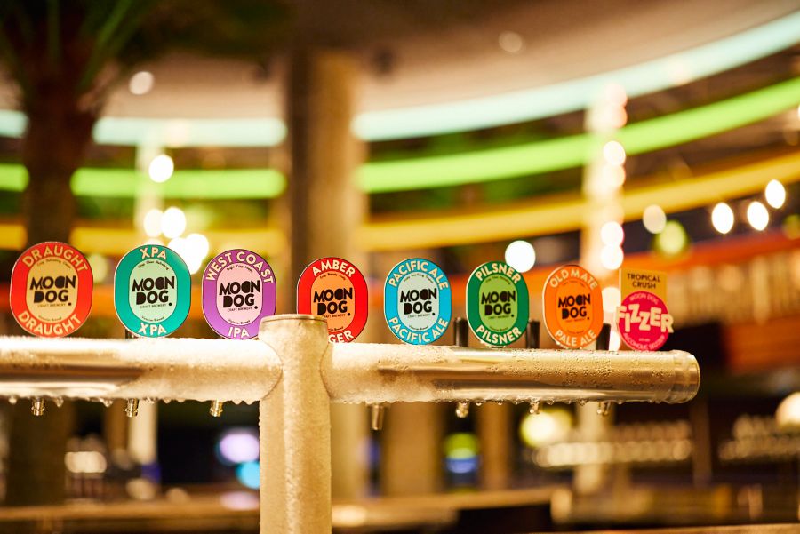 THe beer taps at Moon Dog Doglands in Melbourne