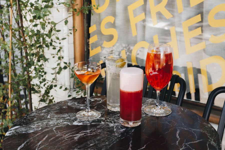 A selection of drinks at Jane in Sydney