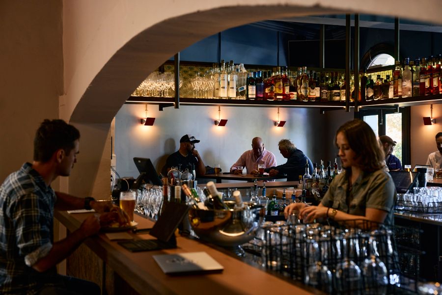 At the bar inside the Morning Star Hotel