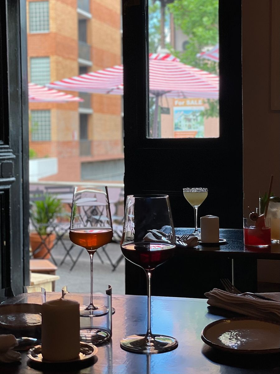 Glasses of wine and a cocktail at Caravin in Sydney