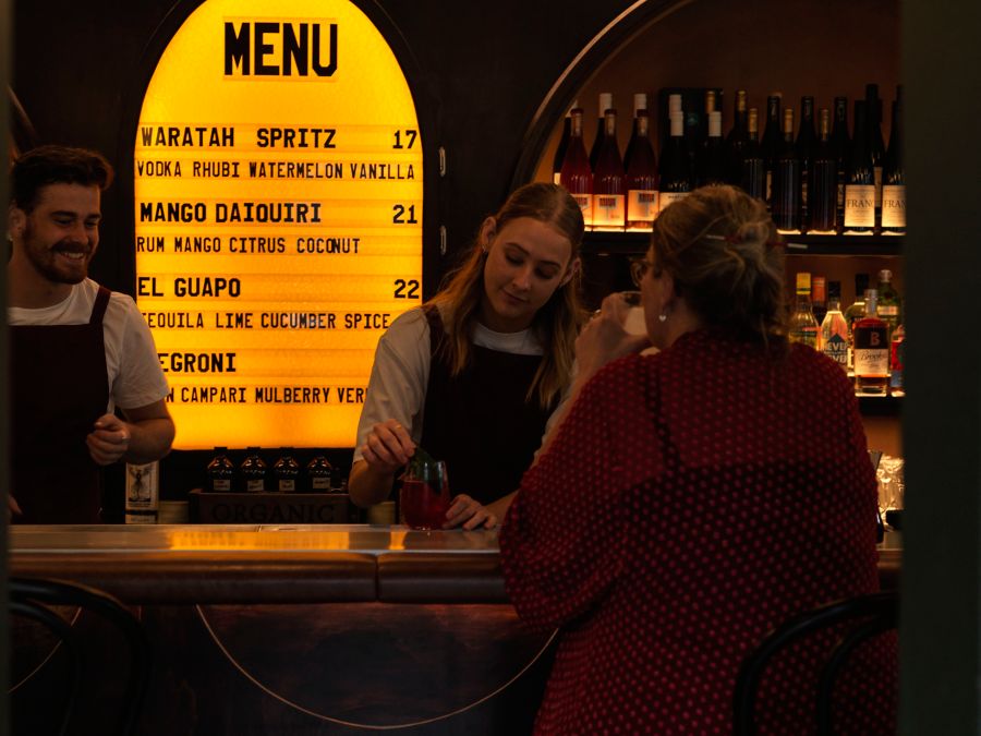 At the bar inside The Waratah, Sydney
