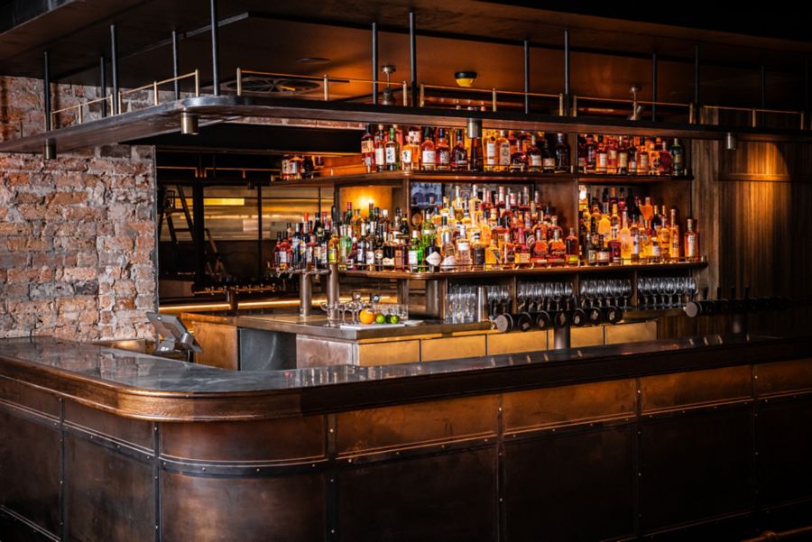 The well-stocked bar at The Dry Dock in Balmain, Sydney