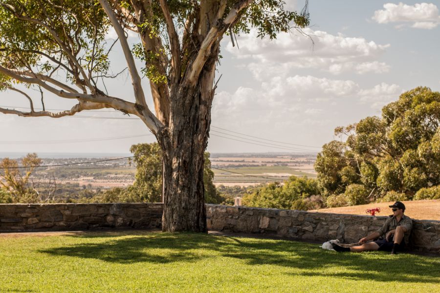 The lawn outside at Victory Hotel