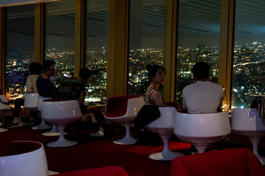 The outlook at night at Bar 83, Sydney